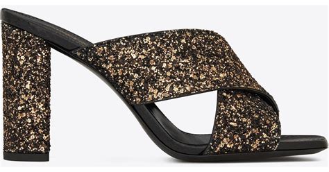 loulou mules en glitter et ayers argenté ysl|Loulou Handbags Collection for Women .